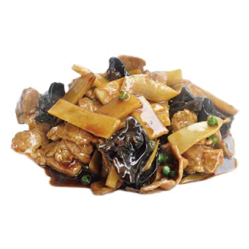 Pollo con bambú y setas