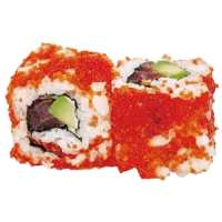 Roll de atún y aguacate con tobiko